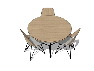 北欧桌椅组合sketchup模型，桌椅组合草图大师模型下载