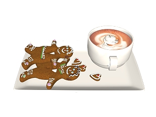 现代<em>饼干</em>咖啡su模型，食品草图大师模型下载