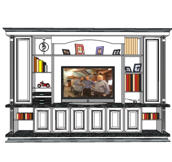 欧式电视柜草图大师模型，柜子sketchup模型下载