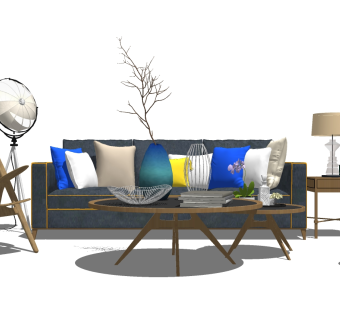 现代沙发组合su模型，沙发sketchup模型下载