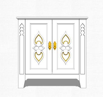 欧式边柜草图大师模型，边柜SKP模型