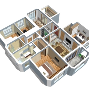 中式风格住宅设计透视草图大师模型，住宅设计透视sketchup模型下载