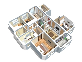 中式风格住宅设计透视草图大师模型，住宅设计透视sketchup模型下载