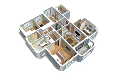 中式风格住宅设计透视草图大师模型，住宅设计透视sketchup模型下载