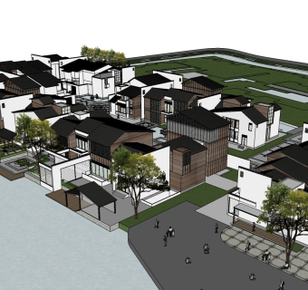 中式酒店草图大师模型下载、中式酒店su模型下载