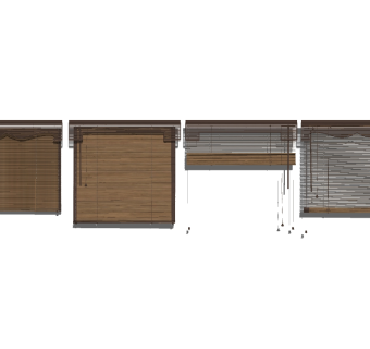 新中式竹帘卷帘组合草图大师模型，竹帘手动拉珠卷帘组合sketchup模型下载