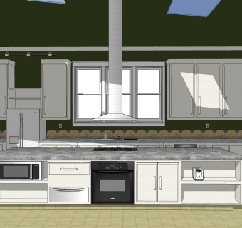 现代岛型橱柜sketchup模型，厨房柜草图大师模型下载