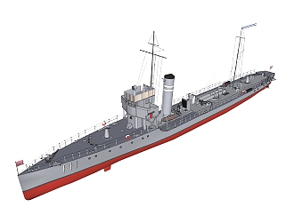 现代鱼雷<em>艇</em>草图大师模型，sketchup模型下载。