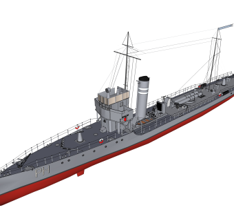 现代鱼雷艇草图大师模型，sketchup模型下载。