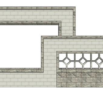 现代景观墙SU模型下载，景观墙skb模型分享