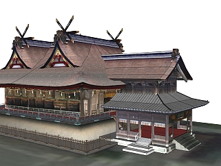 日式古城堡草图大师模型下载、古城堡su模型下载