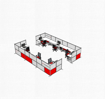 现代屏风隔断办工桌草图大师模型，办工桌skp模型下载