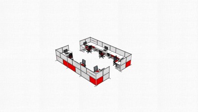 现代屏风隔断办工桌草图大师模型，办工桌skp模型下载