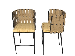 现代金属吧椅sketchup模型，固定吧椅草图大师模型下载