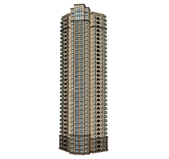 欧式多层住宅楼sketchup模型下载，住宅楼草图大师模型