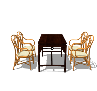 美式餐桌椅su模型，美式简约餐桌椅草图大师模型下载