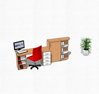 现代班台桌草图大师模型，班台桌sketchup模型下载