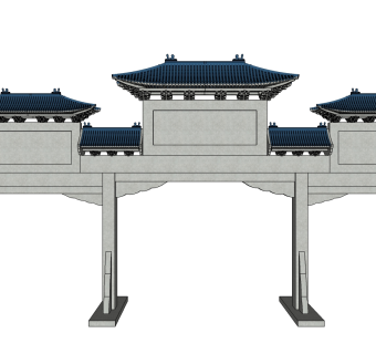 中式古建牌坊草图大师模型下载、古建牌坊su模型下载