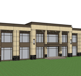 欧式售楼处建筑方案草图大师模型，建筑构件sketchup模型免费下载
