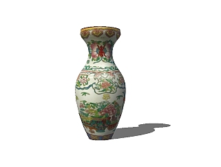 <em>中式</em>陶瓷花瓶草图大师模型，瓷器sketchup模型下载