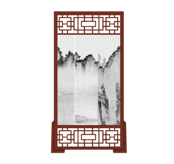 中式屏风隔断草图大师模型，屏风sketchup模型下载