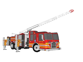 现代消防车su模型，消防车sketchup模型，消防车su素材下载