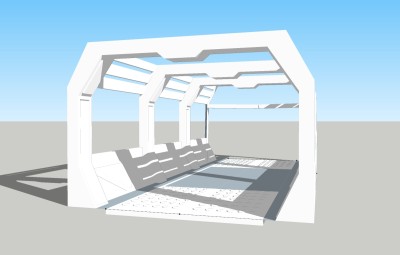 现代廊架草图大师模型，廊架sketchup模型下载