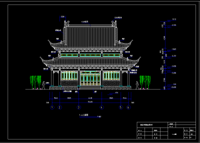 寺庙大殿cad施工图，寺庙cad图纸下载