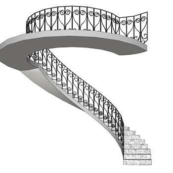 现代铁艺旋转楼梯su模型下载
