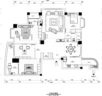 祥细家装户型图三居CAD，免费下载