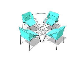 北欧餐桌椅sketchup模型，餐桌椅草图大师模型下载