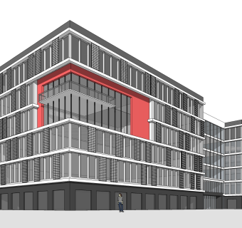 现代办公楼外观草图大师模型，办公楼外观sketchup模型免费下载