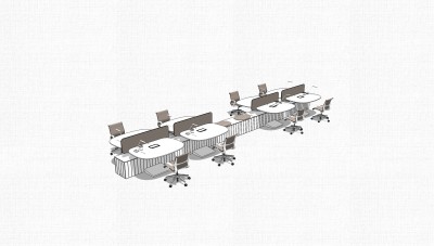 现代屏风办工桌草图大师模型，办公桌sketchup模型，办公桌su素材下载