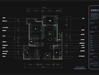 中式两室两厅CAD施工图，CAD建筑图纸免费下载
