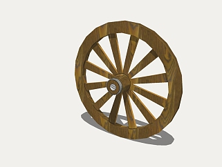 木质车轮su模型下载、车轮草图大师模型下载
