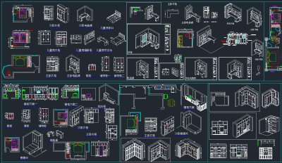 整木衣柜CAD图库，衣柜CAD图纸下载