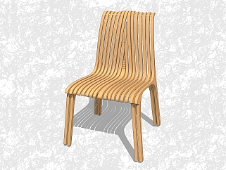 现代实木休闲椅su模型，椅子草图大师模型下载
