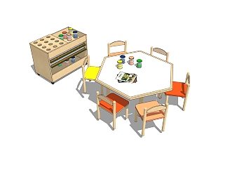 现代儿童桌椅草图大师模型，儿童<em>桌椅su模型</em>下载
