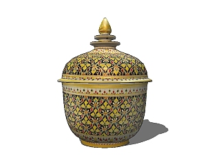 中式陶瓷罐草图大师模型，陶瓷sketchup模型下载