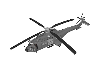 现代AS-332超美洲豹多用途直升机草图大师模型，多用途直升机sketchup模型下载