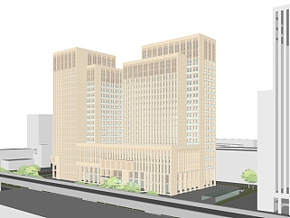 现代新古典办公楼草图大师模型，新古典办公楼sketchup模型免费下载