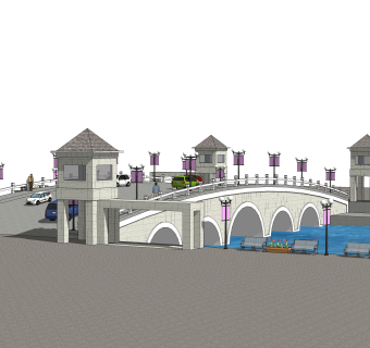 拱桥草图大师模型下载，sketchup拱桥模型分享