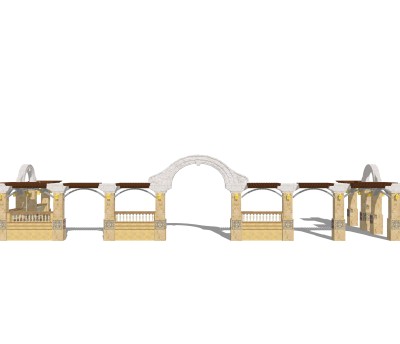 现代景区大门入口su模型，大门入口skb文件下载