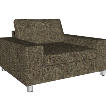 现代布艺单人沙发草图大师模型，现代简约沙发SU模型下载