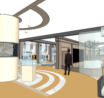 现代商场草图大师模型，商场sketchup模型