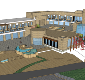 新中式建筑会所模型，sketchup模型免费下载