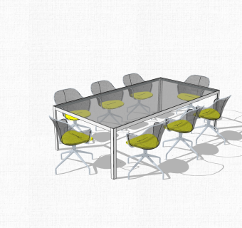 现代玻璃会议桌草图大师模型，会议桌sketchup模型下载
