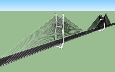 现代大桥草图大师模型，大桥sketchup模型下载