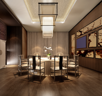 中式餐厅CAD施工图，餐厅CAD建筑图纸下载