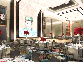 香格里拉大酒店3F中餐厅夏宫施工图CAD图纸，酒店cad设计图纸下载